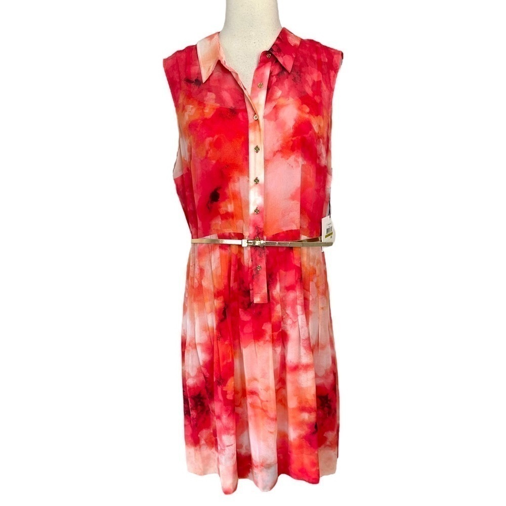 Calvin Klein Red and Pink Midi Dress